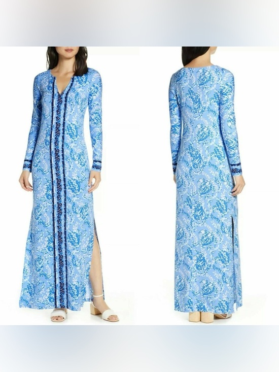 Lilly Pulitzer Dresses & Skirts - Lilly Pulitzer UPF 50+ FAYE MAXI DRESS Blue Peri Turtley Awesome White S~NWT